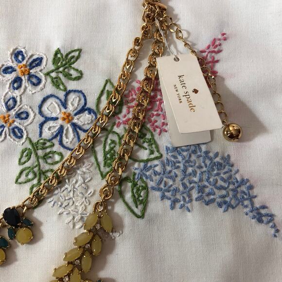 Kate Spade NEW Bib Collar Necklace Signed Chunky Gold Double Layer Geometric - Picture 9 of 11